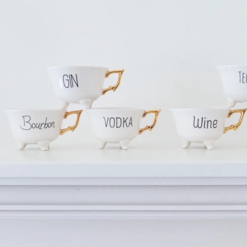 Creative Co-Op Boozy Stoneware Footed Tea Cup